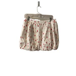 WAYF Women's/Girls Skirt Medium White Strawberry Print Bubble Mini